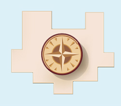 A puzzle piece with a compass on it.