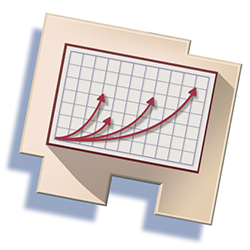 A puzzle piece showing a graph with arrows pointing up.