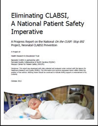 Title page of the Neonatal CLABSI Prevention report