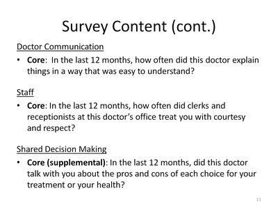 Survey Content (cont.)