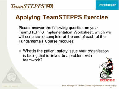 Applying TeamSTEPPS Exercise