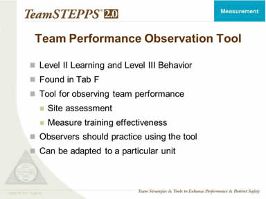 Team Performance Observation Tool