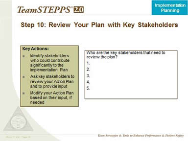 Step 10. Review Your Plan With Key Stakeholders