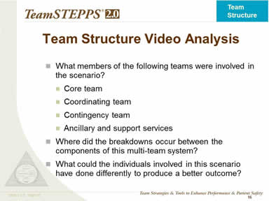 Team Structure Video Analysis
