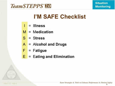 I’M SAFE Checklist