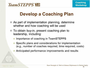Consider Coaches in Implementation Planning