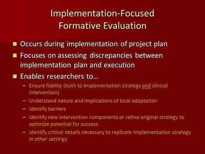 Implementation-Focused Formative Evaluation 