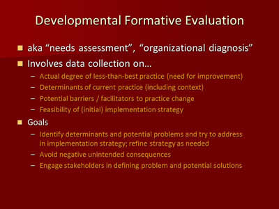 Developmental Formative Evaluation 