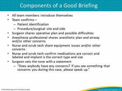 Components of a Good Briefing