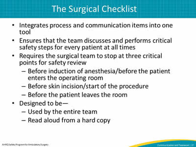 The Surgical Checklist