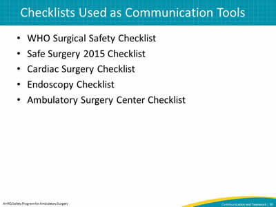WHO Surgical Safety Checklist. Safe Surgery 2015 Checklist. Cardiac Surgery Checklist. Endoscopy Checklist. Ambulatory Surgery Center Checklist.