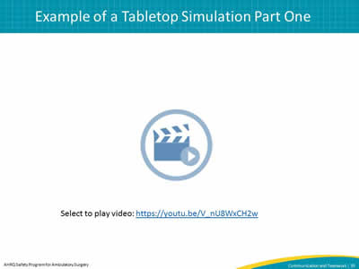 Example of a Tabletop Simulation Part One