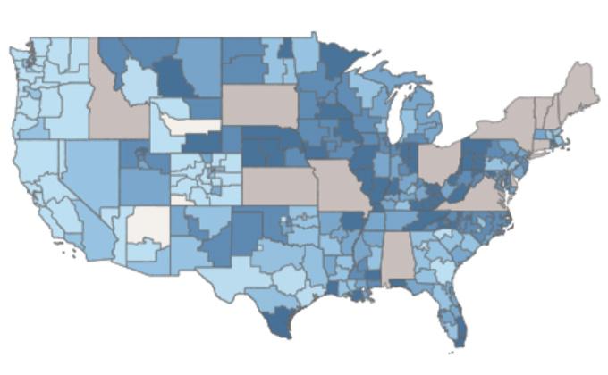 Geographic Variation in Inpatient Stays for Five Leading Mental Disorders, 2016-2018