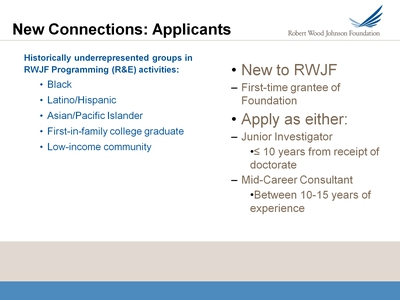 New Connections: Applicants