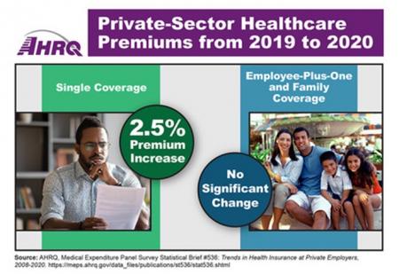 Private-Sector Healthcare Premiums from 2019 to 2020. Single Coverage - 2.5% Premium Increase. Employee-Plus-One and Family Coverage - No Significant Change.