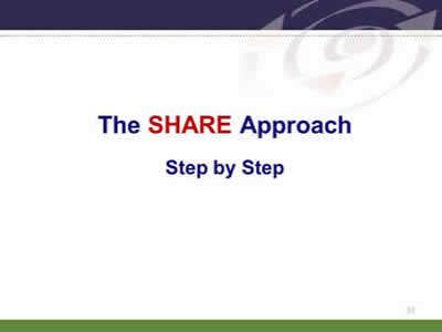 Slide 31: The SHARE Approach--Step by Step. The SHARE Approach Step by Step.