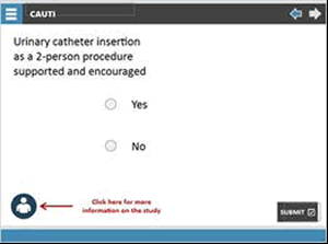 Urinary catheter insertions as a 2-person procedure supported and encouraged (select yes or no)