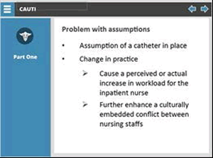 Problem with assumptions  Bulleted list: Assumption of a catheter in place. Change in practice, cause a perceived or actual increase in workload for the inpatient nurse, further enhance a culturally embedded conflict between nursing staffs