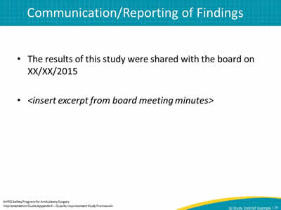 Communication/Reporting of Findings