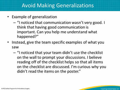 Avoid Making Generalizations