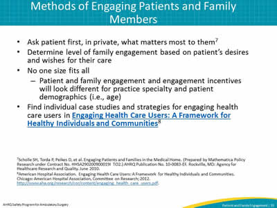 Methods of Engaging Patients and Family Members