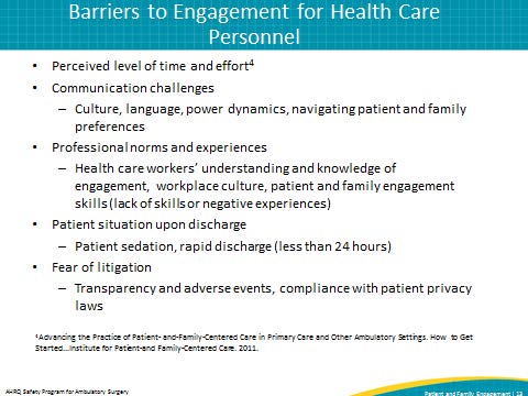 Barriers to Engagement for Health Care Personnel