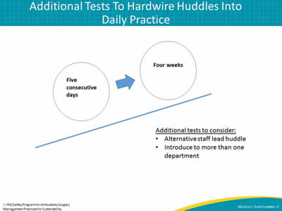 Additional Tests To Hardwire Huddles Into Daily Practice
