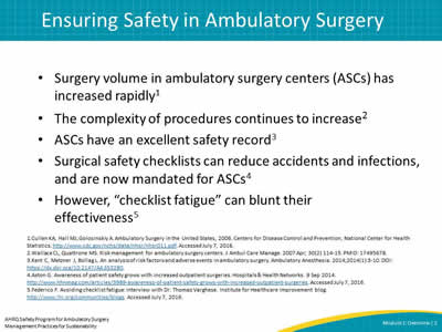 Ensuring Safety in Ambulatory Surgery