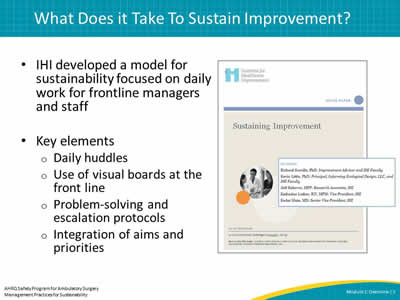 What Does it Take To Sustain Improvement?