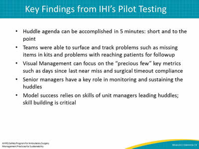Key Findings from IHI’s Pilot Testing