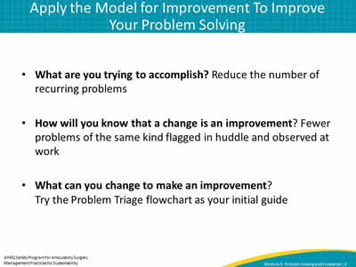 Apply the Model for Improvement To Improve Your Problem Solving