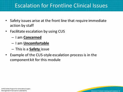 Escalation for Frontline Clinical Issues