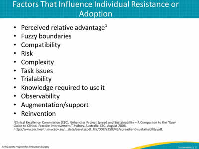 Factors That Influence Individual Resistance or Adoption