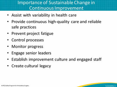Importance of Sustainable Change in Continuous Improvement