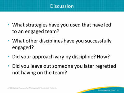 What strategies have you used that have led to an engaged team? What other disciplines have you successfully engaged? Did your approach vary by discipline? How? Did you leave out someone you later regretted not having on the team?