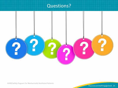 Image: A series of colored hanging tags with question marks on them.