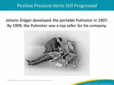 Johann Dräger developed the portable Pulmotor in 1907. By 1909, the Pulmotor was a top seller for his company. Image: Photograph of doctor using a portable pulmotor on a patient lying on the ground.