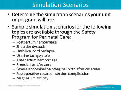Simulation Scenarios