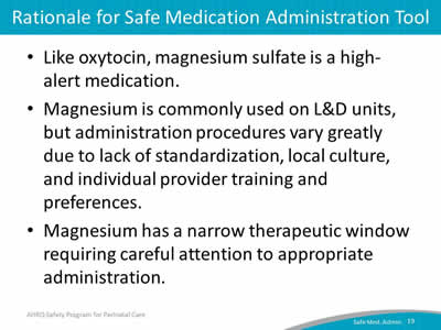Rationale for Safe Medication Administration Tool.