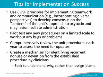 Tips for Implementation Success