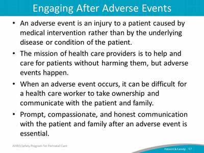 Engaging After Adverse Events