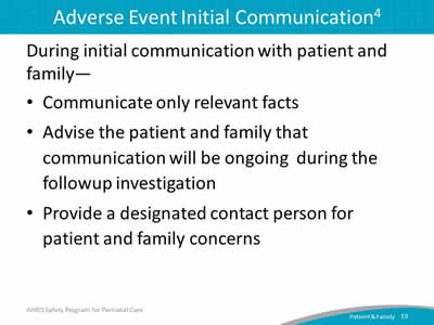 Adverse Event Initial Communication