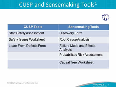 CUSP and Sensemaking Tools