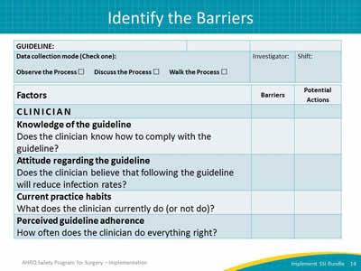Identify the Barriers 
