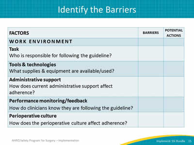 Identify the Barriers 