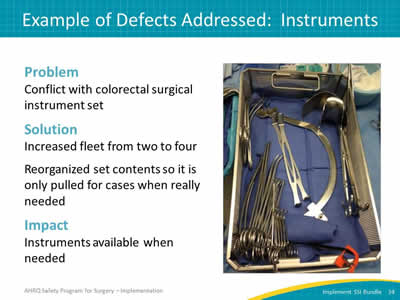 Example of Defects Addressed: Instruments