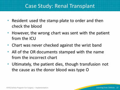 Case Study: Renal Transplant