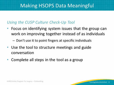 Making HSOPS Data Meaningful