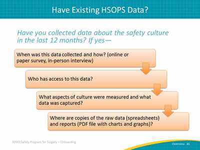 Have Existing HSOPS Data?