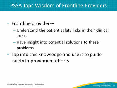 PSSA Taps Wisdom of Frontline Providers